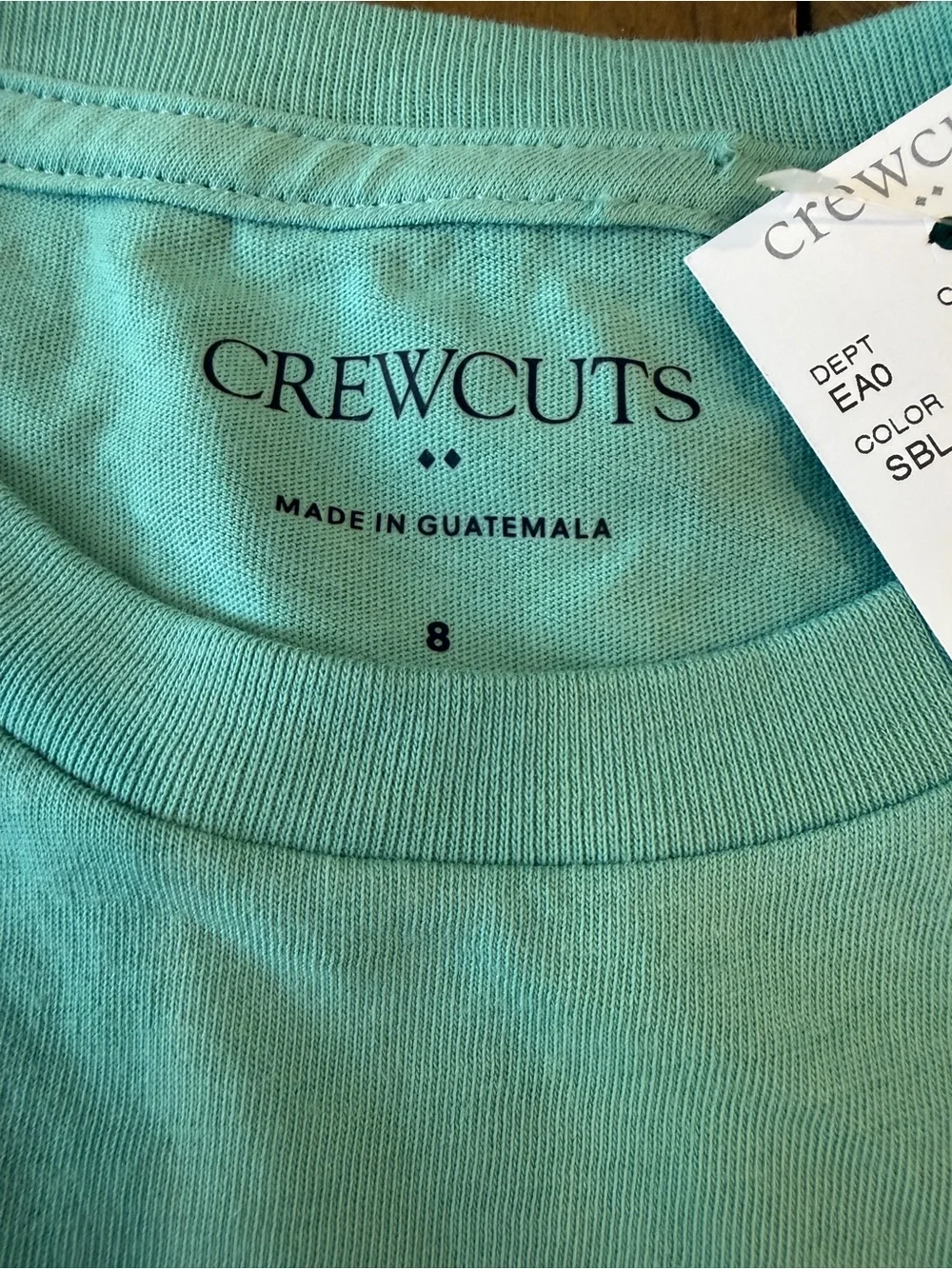 Crewcuts NWT Seafoam Green/Blue Longsleeve Pocket Tee Boys Size 8 100% Cotton